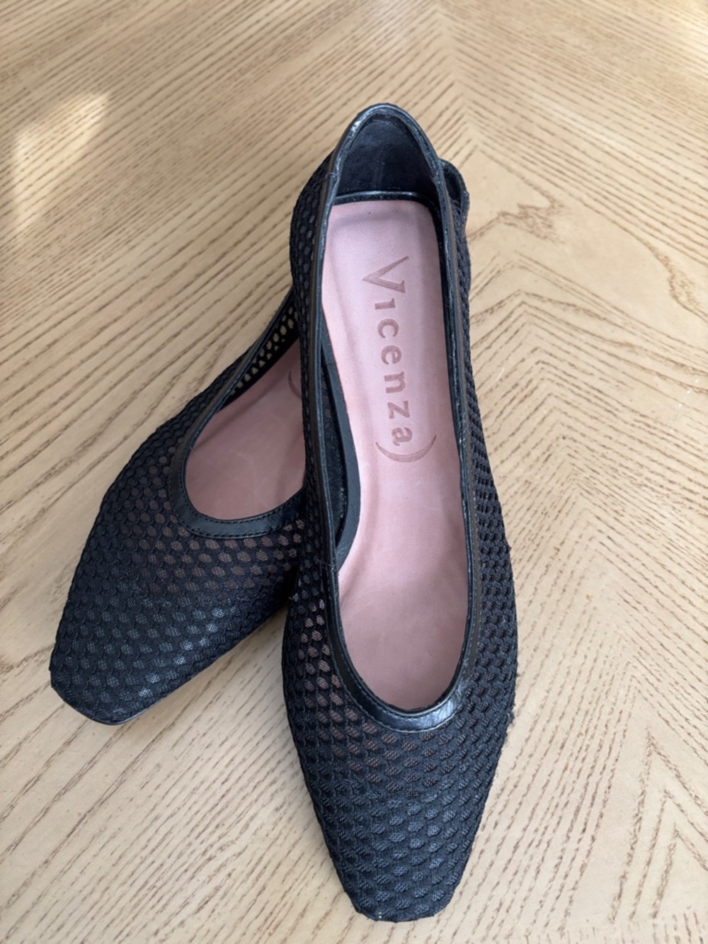 Vicenza Black Mesh Pointed Toe Flats